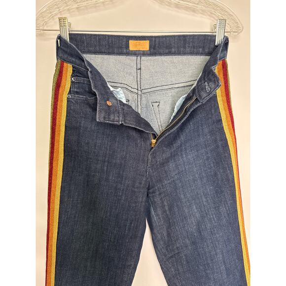 Mother Insider Crop Blue Jeans Swept Away Glitter Racer waist 25 - Picture 8 of 16